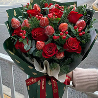 一花一恋 圣诞推荐花束·11颗草莓8朵红玫瑰