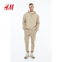 H&M HM男装卫衣秋季休闲舒适简约纯色柔软连帽长袖上衣0970819