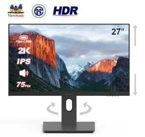 ViewSonic 优派 VX2762-2K-MHDU 27英寸 IPS FreeSync 显示器 (2560×1440、75Hz、100%sRGB、HDR10、Type-C 65W)