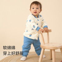 Tongtai 童泰 秋冬3个月-3岁婴幼儿男女宝宝保暖夹棉圆领高腰长裤对开套装