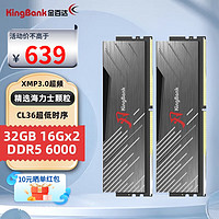 KINGBANK 金百达 DDR5内存 银爵 32G/64G/6400高频游戏电竞内存 黑刃32G(16G*2)6000套条海力士C36