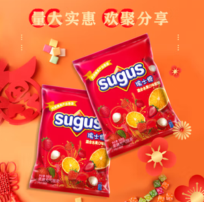 PLUS会员！sugus 瑞士糖 水果软糖 混合口味 500g