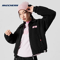 SKECHERS 斯凯奇 联名冬季季新款女子羊羔绒外套 L422W059-0018 碳黑 L