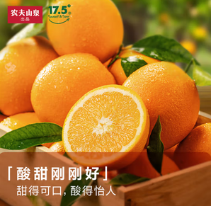 农夫山泉 17.5°牌 橙子 脐橙礼盒 新鲜水果 水果礼盒 铂金果5kg