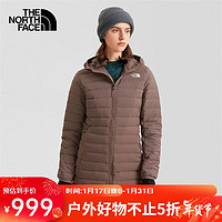 北面 羽绒服女户外保暖600蓬中长款羽绒外套7QW8 棕色/EFU XL