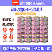 Wanpy 顽皮 泰国进口转优质国产 猫罐头85g*24罐 猫零食99%肉含量 汤汁鸡肉+三文鱼