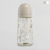 UBMOM 婴儿宝宝PPSU奶瓶新生儿防摔防胀气通用贝亲奶嘴 啵啵兔280ml(含M号奶嘴1个)