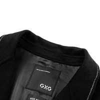 GXG 奥莱 冬季新品商场同款棋盘格系列黑色大衣