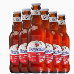 临期！Hoegaarden 福佳 玫瑰红果味啤酒248ml*6瓶