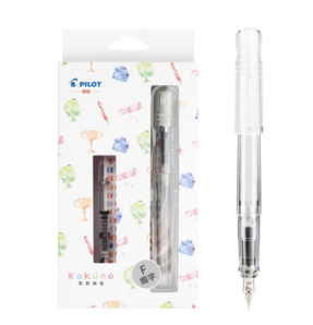 PILOT 百乐 钢笔 kakuno系列 FKA-1SR 透明杆 F尖 墨囊+吸墨器盒装