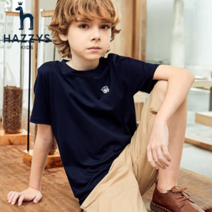 PLUS会员！HAZZYS 哈吉斯 儿童纯色短袖T恤