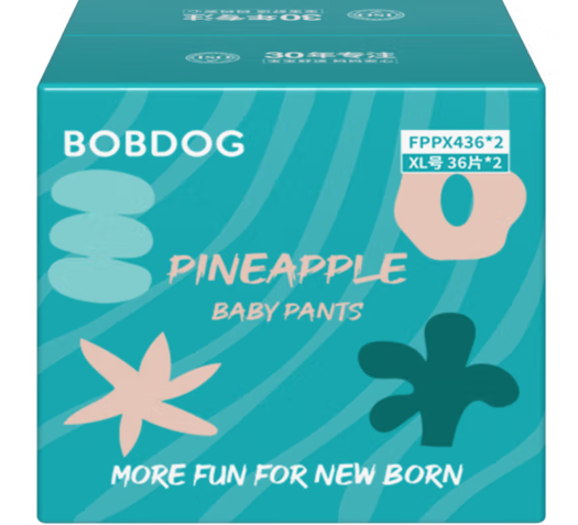 排湿透气不闷湿！BoBDoG 巴布豆 新菠萝 宝宝拉拉裤 XL72片（其他尺码同价）