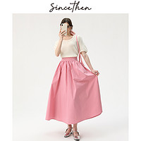 SinceThen 从那以后 女士粉色半身裙法式长裙