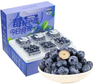 鲜程祥合 特大果 蓝莓 125g*6盒 果径18-22mm