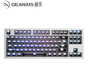 PLUS会员！GEANXIS 鲸系 GK50 87键 客制化三模机械键盘 月岩白 RGB 无轴无键帽