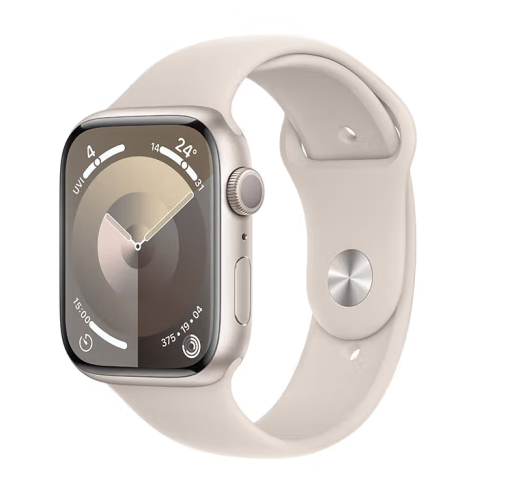 PLUS会员！Apple 苹果 Watch Series 9 智能手表GPS款45毫米星光色铝金属表壳 星光S/M
