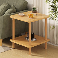 霓峰 小桌子迷你客厅家用小方桌沙发边几小户型阳台茶几简易实木腿茶桌 橡胶木色