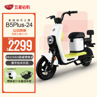 ZUB 五星钻豹 电动车新国标48V24AH锂电电瓶车电动自行车 B5plus-24珠光白/黄绿