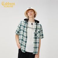 Cabbeen 卡宾 商场同款卡宾都市男装休闲短袖衬衫2212111026潮流格纹刺绣运动W