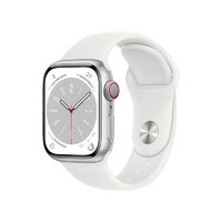 Apple 苹果 Watch Series 8 智能手表 41mm  银色铝金属表壳 白色运动型表带