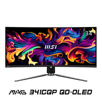 MSI 微星 MAG 341CQP QD-OLED 34英寸 OLED FreeSync 显示器（3440×1440、175Hz、139%sRGB、HDR400）