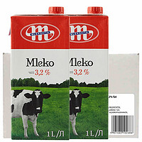MLEKOVITA 妙可 plus会员：妙可（Mlekovita）波兰原装进口 黑白牛系列 全脂3.2UHT纯牛奶 1L*12盒 原生高钙