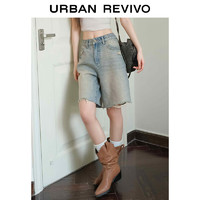 URBAN REVIVO 2024夏季新款女装美式休闲牛仔短裤