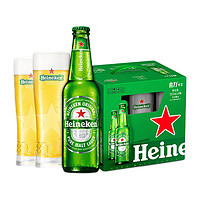 Heineken 喜力 经典啤酒 330ml*9瓶 礼盒装 赠品牌啤酒杯2个