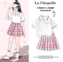 PLUS会员！La Chapelle 女童Polo衫短袖+JK裙