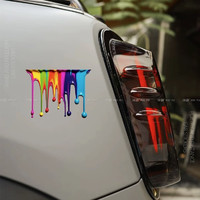 车闪 彩色流淌融合颜料油漆车贴后备箱保险杠划痕遮挡防水立体反光贴纸