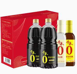 88VIP！千禾 酱油0添加礼盒1.28L*2+500ML*2 