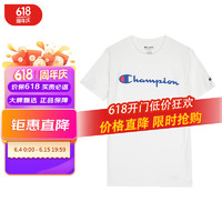 Champion 草写logo纯色圆领短袖T恤 白色 GT23H-Y06794-045