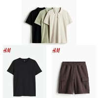 H&M HM 标准版型Polo衫*3+coolmax T恤*1+工装短裤*1
