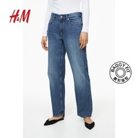 H&M HM女装牛仔裤夏季舒适休闲90年代风宽松低腰长裤1113296