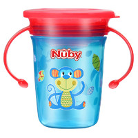 Nuby 努比 婴儿学饮杯吸管杯防漏儿童水杯带手柄360度宝宝魔术杯 猴子