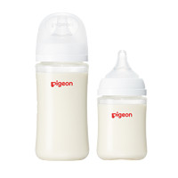 Pigeon 贝亲 婴儿宽口径玻璃奶瓶套装160ml+240ml新生儿适合0-6个月