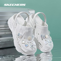 SKECHERS 斯凯奇 泡泡鞋洞洞鞋拖鞋女夏季易穿透气增高疏水包头凉鞋 白色 38