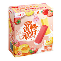 meiji 明治 雪糕彩盒装 多口味任选 黄桃&草莓酸奶味(10支)