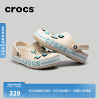 crocs 卡骆驰 洞洞鞋贝雅卡骆班轻便耐磨一脚蹬休闲鞋|205089 冬日白/彩色-1LI 36/37(220mm)