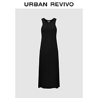 URBAN REVIVO UR2024夏季新款女装潮流休闲感简约修身无袖连衣裙UWV740093 正黑 L