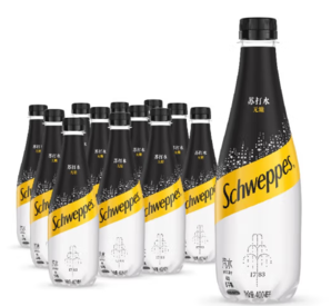 PLUS会员！Schweppes 怡泉 无糖零卡 苏打水 400ml*12瓶