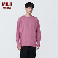 MUJI 無印良品 无印良品（MUJI） 男式 天竺编织 圆领长袖T恤 男士 打底衫 男款 AB1L3A4S 烟熏粉色 XXL (185/112A)