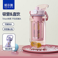 HAERS 哈尔斯 冷萃杯tritan材质水杯塑料杯大容量运动水壶 肉桂粉1000mL  TRITAN大容量运动杯-肉桂粉2L