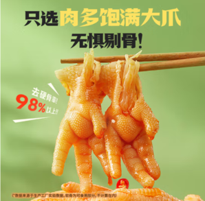 20点！王小卤 无骨鸡爪 零食 柠檬酸辣味500g