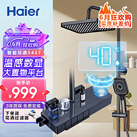 Haier 海尔 智能恒温淋浴花洒套装 全铜增压喷头钢琴按键 数显 枪灰-5427四挡调节