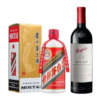 Penfolds 奔富 BIN407 干红葡萄酒 750ml+飞天茅台 2023年  53度 酱香型白酒 500m l单瓶