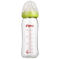 Pigeon 贝亲 宽口径玻璃奶瓶 240ml绿色L号奶嘴（6个月以上）