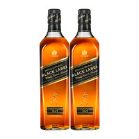 JOHNNIE WALKER 尊尼获加 黑牌黑方 苏格兰调和型威士忌 500ml*2瓶礼盒