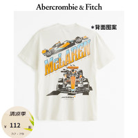 Abercrombie & Fitch 宽松圆领短袖T恤 326433-1 米白色-赛车图案