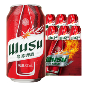 WUSU 乌苏啤酒 红乌苏 国产拉格烈性罐装啤酒整箱330mL 6罐